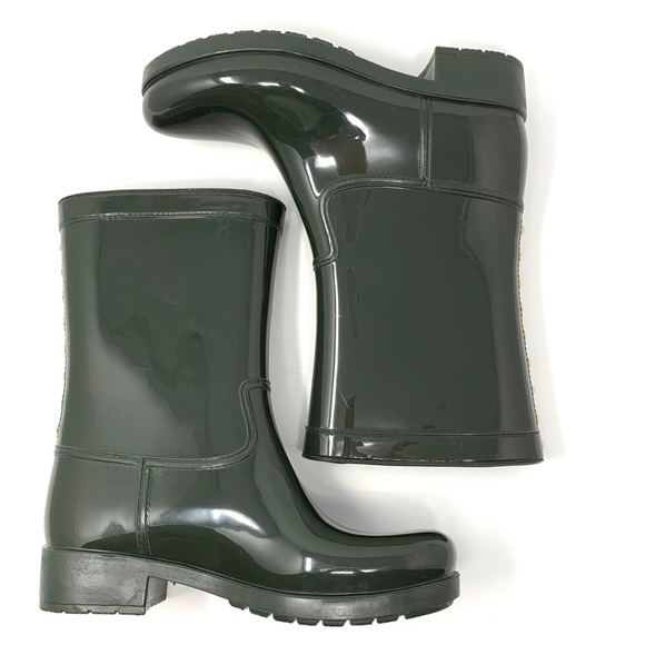 Aldo Hunter Green Rain Boots Gold Studded Size 7/8 - Picture 6 of 8